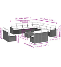 14-tlg. Garten-Sofagarnitur mit Kissen Beige Poly Rattan