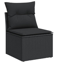 4-tlg. Garten-Sofagarnitur mit Kissen Schwarz Poly Rattan