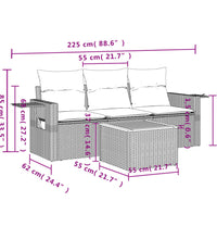 4-tlg. Garten-Sofagarnitur mit Kissen Schwarz Poly Rattan