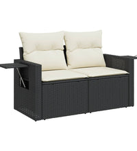 4-tlg. Garten-Sofagarnitur mit Kissen Schwarz Poly Rattan