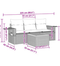 4-tlg. Garten-Sofagarnitur mit Kissen Schwarz Poly Rattan