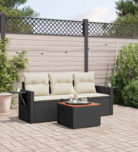 4-tlg. Garten-Sofagarnitur mit Kissen Schwarz Poly Rattan