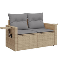 4-tlg. Garten-Sofagarnitur mit Kissen Beige Poly Rattan