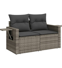 4-tlg. Garten-Sofagarnitur mit Kissen Grau Poly Rattan