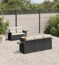 6-tlg. Garten-Sofagarnitur mit Kissen Schwarz Poly Rattan