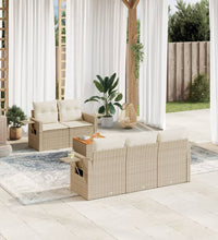 6-tlg. Garten-Sofagarnitur mit Kissen Beige Poly Rattan