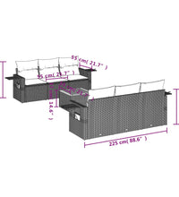 7-tlg. Garten-Sofagarnitur mit Kissen Schwarz Poly Rattan