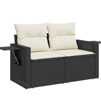 7-tlg. Garten-Sofagarnitur mit Kissen Schwarz Poly Rattan