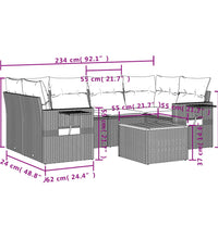 7-tlg. Garten-Sofagarnitur mit Kissen Beige Poly Rattan