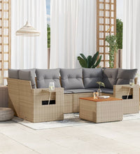 7-tlg. Garten-Sofagarnitur mit Kissen Beige Poly Rattan