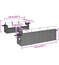 8-tlg. Garten-Sofagarnitur mit Kissen Schwarz Poly Rattan