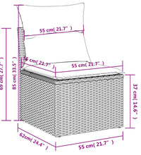 8-tlg. Garten-Sofagarnitur mit Kissen Schwarz Poly Rattan