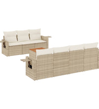 8-tlg. Garten-Sofagarnitur mit Kissen Beige Poly Rattan