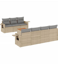 8-tlg. Garten-Sofagarnitur mit Kissen Beige Poly Rattan