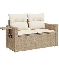 8-tlg. Garten-Sofagarnitur mit Kissen Beige Poly Rattan