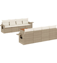 9-tlg. Garten-Sofagarnitur mit Kissen Beige Poly Rattan