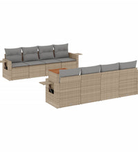 9-tlg. Garten-Sofagarnitur mit Kissen Beige Poly Rattan