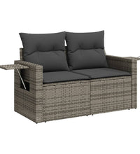 13-tlg. Garten-Sofagarnitur mit Kissen Grau Poly Rattan