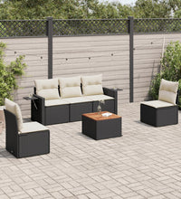 6-tlg. Garten-Sofagarnitur mit Kissen Schwarz Poly Rattan
