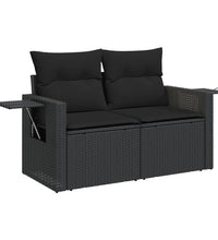 7-tlg. Garten-Sofagarnitur mit Kissen Schwarz Poly Rattan