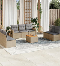 8-tlg. Garten-Sofagarnitur mit Kissen Beige Poly Rattan