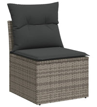 5-tlg. Garten-Sofagarnitur mit Kissen Grau Poly Rattan