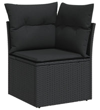 5-tlg. Garten-Sofagarnitur mit Kissen Schwarz Poly Rattan