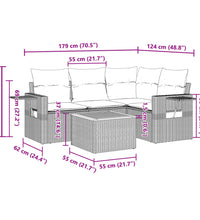 5-tlg. Garten-Sofagarnitur mit Kissen Schwarz Poly Rattan