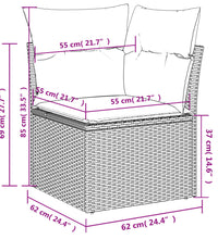 5-tlg. Garten-Sofagarnitur mit Kissen Schwarz Poly Rattan