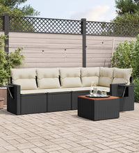 6-tlg. Garten-Sofagarnitur mit Kissen Schwarz Poly Rattan