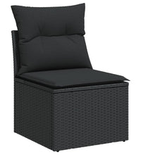 6-tlg. Garten-Sofagarnitur mit Kissen Schwarz Poly Rattan