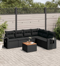 7-tlg. Garten-Sofagarnitur mit Kissen Schwarz Poly Rattan