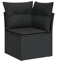 8-tlg. Garten-Sofagarnitur mit Kissen Schwarz Poly Rattan