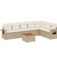 8-tlg. Garten-Sofagarnitur mit Kissen Beige Poly Rattan