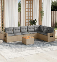 8-tlg. Garten-Sofagarnitur mit Kissen Beige Poly Rattan