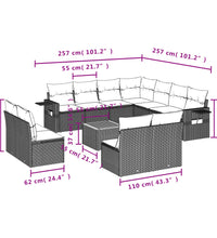 12-tlg. Garten-Sofagarnitur mit Kissen Grau Poly Rattan