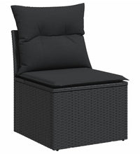 10-tlg. Garten-Sofagarnitur mit Kissen Schwarz Poly Rattan