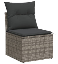 10-tlg. Garten-Sofagarnitur mit Kissen Grau Poly Rattan