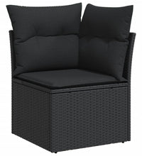 9-tlg. Garten-Sofagarnitur mit Kissen Schwarz Poly Rattan