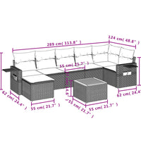 8-tlg. Garten-Sofagarnitur mit Kissen Schwarz Poly Rattan