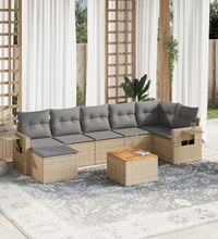 8-tlg. Garten-Sofagarnitur mit Kissen Beige Poly Rattan