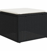 8-tlg. Garten-Sofagarnitur mit Kissen Schwarz Poly Rattan