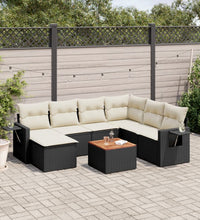 8-tlg. Garten-Sofagarnitur mit Kissen Schwarz Poly Rattan