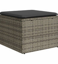 8-tlg. Garten-Sofagarnitur mit Kissen Grau Poly Rattan