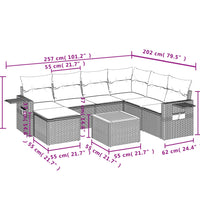 8-tlg. Garten-Sofagarnitur mit Kissen Grau Poly Rattan