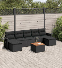 8-tlg. Garten-Sofagarnitur mit Kissen Schwarz Poly Rattan