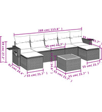 8-tlg. Garten-Sofagarnitur mit Kissen Schwarz Poly Rattan