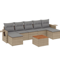 8-tlg. Garten-Sofagarnitur mit Kissen Beige Poly Rattan