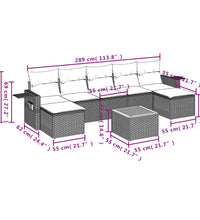 8-tlg. Garten-Sofagarnitur mit Kissen Grau Poly Rattan