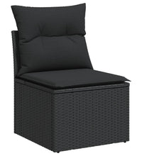 9-tlg. Garten-Sofagarnitur mit Kissen Schwarz Poly Rattan